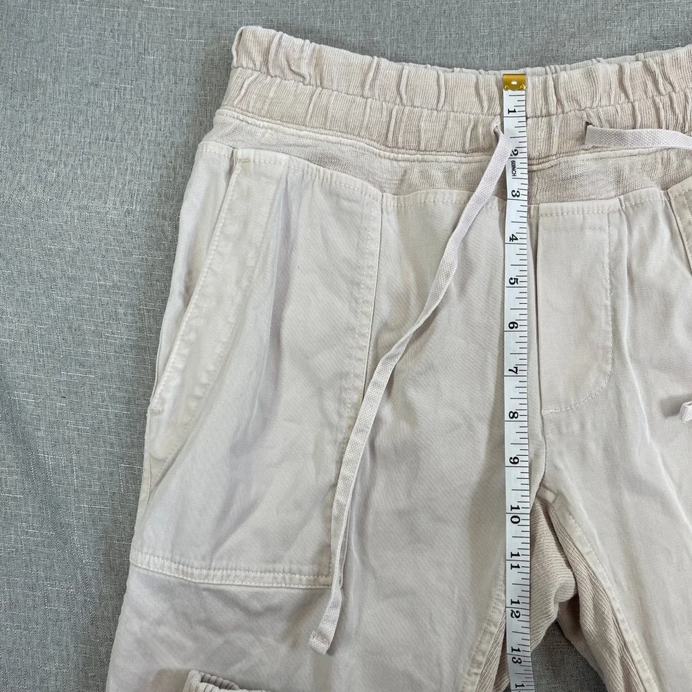 James Perse Mixed Media Drawstring Jogger Pants Women 1 Small Talc Lyocell $265